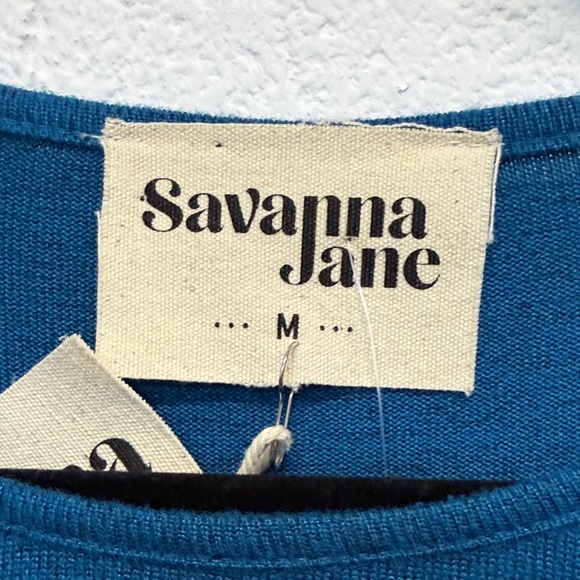 Savanna Jane Teal Long Sleeve with Pink Floral Embroidery NWT - Picture 2 of 6